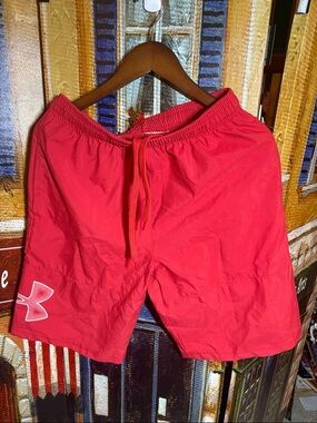 Under Armour Red Drawstring Athletic Shorts